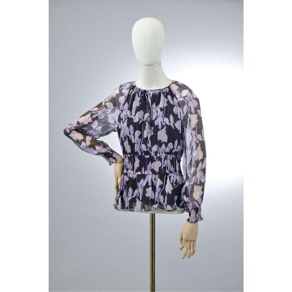 ✨DIANE VON FURSTENBERG Jacie Floral Tie-Neck Silk Sz Medium Blouse✨ - Picture 5 of 10